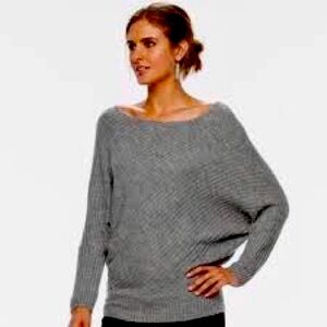 NWT! JENNIFER LOPEZ City Enchantment Gray Sparkle Dolman Sleeve Sweater Sz S